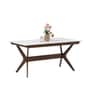 Chicago American Marble Top 6 Seater Dining Table In Walnut & Beige Finish