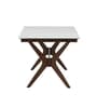 Chicago American Marble Top 6 Seater Dining Table In Walnut & Beige Finish