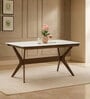 Chicago American Marble Top 6 Seater Dining Table In Walnut & Beige Finish