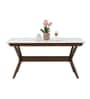 Chicago American Marble Top 6 Seater Dining Table In Walnut & Beige Finish