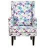 Chigaro Wing Chair with Cushion Blue Floral Print