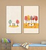 Children's Joyful Outdoor Playtime Canvas Wall Painting Set of 2 Black Frame