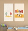 Children's Joyful Outdoor Playtime Canvas Wall Painting Set of 2 White Frame