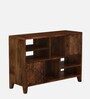 Chimay Mango Wood Display Cabinet In Rustic Teak Finish With Storage