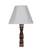 Chinar Ivory Cotton Fabric Shade Club Floor Lamp With Mango wood Base