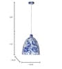 Chinoiserie style Blue Pottery Bird Print Metal Pendant Light | Traditional Bell Shade