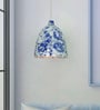 Chinoiserie style Blue Pottery Bird Print Metal Pendant Light | Traditional Bell Shade