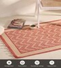 Chintz Handprinted Block Print Cotton 3x5 ft Rug Ivory & Coral Chevron