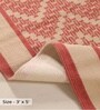 Chintz Handprinted Block Print Cotton 3x5 ft Rug Ivory & Coral Chevron