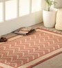 Chintz Handprinted Block Print Cotton 3x5 ft Rug Ivory & Coral Chevron