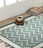 Chintz Handprinted Block Print Cotton 3x5 ft Rug Ivory & Green Chevron