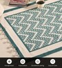 Chintz Handprinted Block Print Cotton 3x5 ft Rug Ivory & Green Chevron