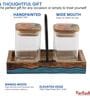 Chiraiya Square Glass Jars with Gond Art Wooden Lids and Tray