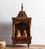 Brown Sheesham Wood Pooja Mandir Without Door