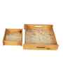 Chirping Garden Wooden Tray Set   Set of 2