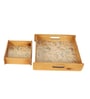 Chirping Garden Wooden Tray Set   Set of 2