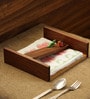 Chirping Love Brown Sheesham Wood Napkin Holder