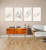 Birds Wall Art Set of 4 Canvas Wall Painting Black Frame