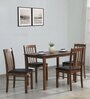 Chizu Solid Wood 4 Seater Dining Set in Cappuccino Finish