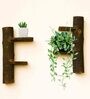 Chocolate Brown Solid Wood Bark Planter Stand Set of 2