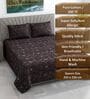 Brown Floral 280 TC Cotton Double Queen Size Bedsheet With 2 Pillow Covers