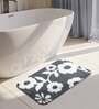Grey Floral Polyester 28x20 Inches Anti Skid Bath Mat