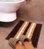 Brown Geometric Microfibre 23x15 Inches AntiSkid Bath Mat