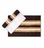 Brown Geometric Microfibre 23x15 Inches AntiSkid Bath Mat