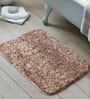 Brown Solid Shaggy Polyester 24x16 Inches AntiSkid Bath Mat