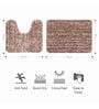 Brown Solid Polyester 28x20 Inches AntiSkid 1 Bathmat & 1 Contour Mat