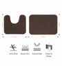Brown Solid Polyester 28x20 Inches AntiSkid 1 Bathmat & 1 Contour Mat