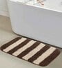 Brown Geometric Polyester 28x20 Inches AntiSkid Bath Mat