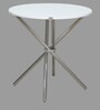 Chopstick 2 Seater Dining Table in White & Silver Finish