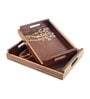 Chriping Birds Brown  Wooden (Set of 2) Serving Trays