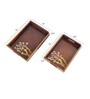 Chriping Birds Brown  Wooden (Set of 2) Serving Trays