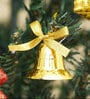 Christmas Bells Golden Jingle Bells with Red Ribbon (Pack of 12)