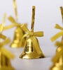 Christmas Bells Golden Jingle Bells with Red Ribbon (Pack of 12)