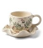 Christmas Berry Ceramic Tea Cup & Saucer (Green & White)