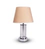 Chrome Glass Table Lamp With Metal Base and Champagne Cotton Fabric Shade