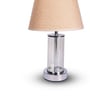 Chrome Glass Table Lamp With Metal Base and Champagne Cotton Fabric Shade