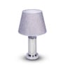 Chrome Glass Table Lamp With Metal Base and Grey Cotton Fabric Shade
