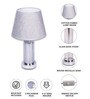 Chrome Glass Table Lamp With Metal Base and Grey Cotton Fabric Shade