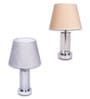 Chrome Glass Table Lamp With Metal Base and Grey Cotton Fabric Shade