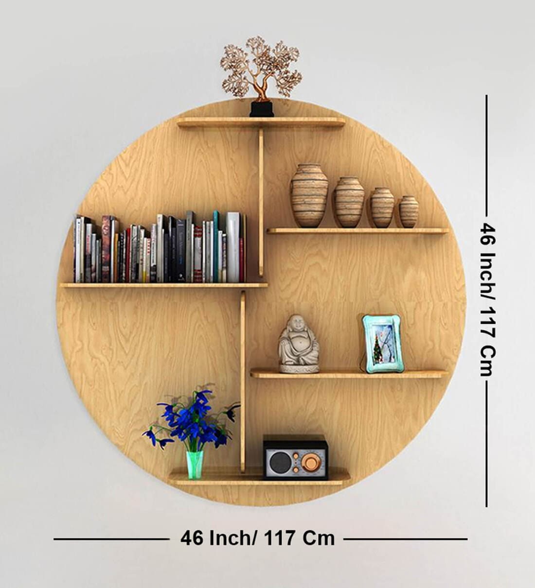 Buy Circle Shape Natural Wood Wall Shelf at 48% OFF by VibeCrafts