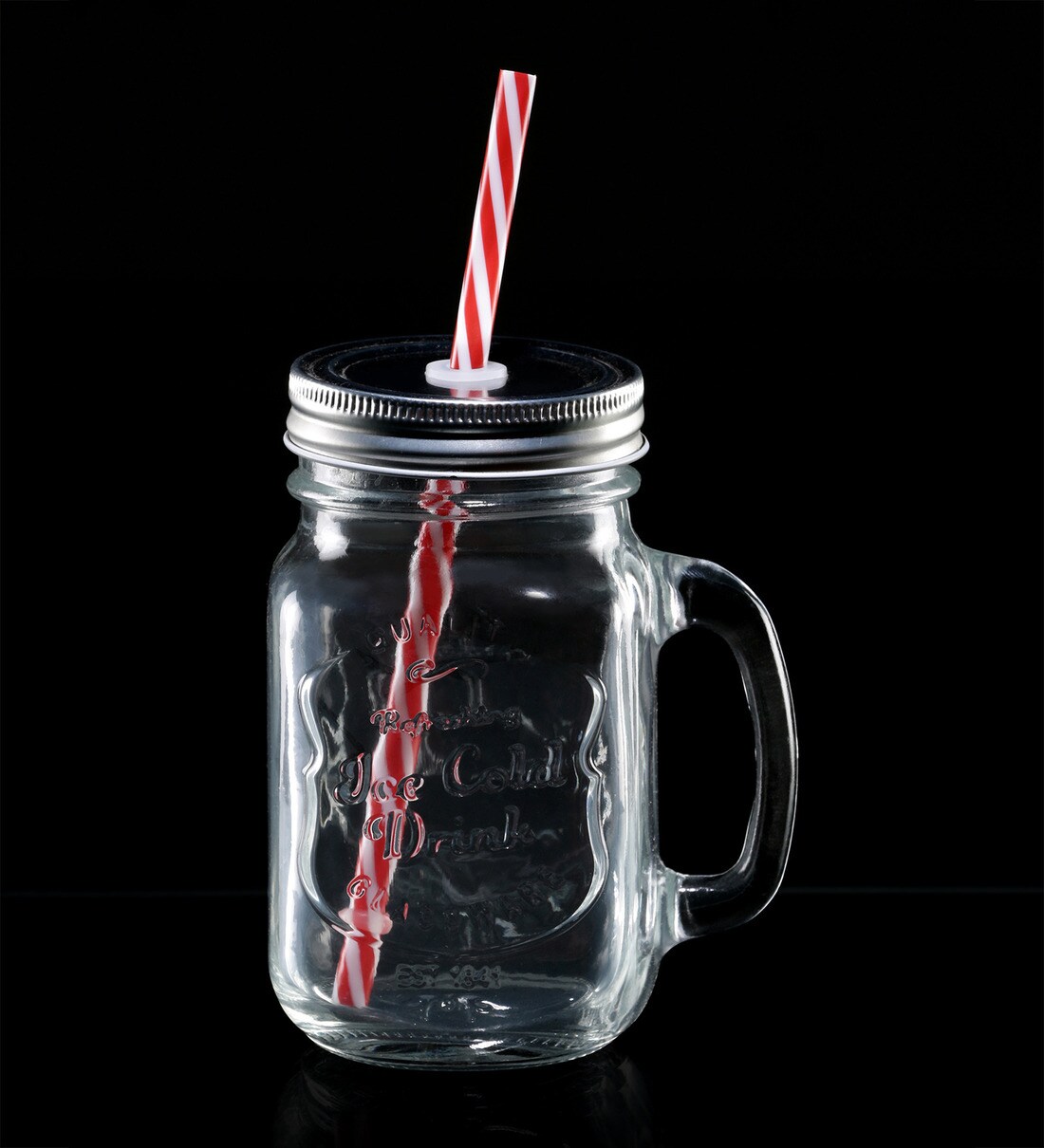 mason jar with handle lid and straw