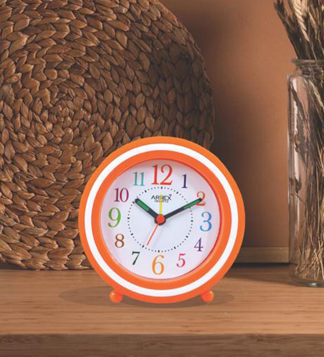 Buy Circular Analog Alarm Table Clock in Orange by Arrex Online Kids