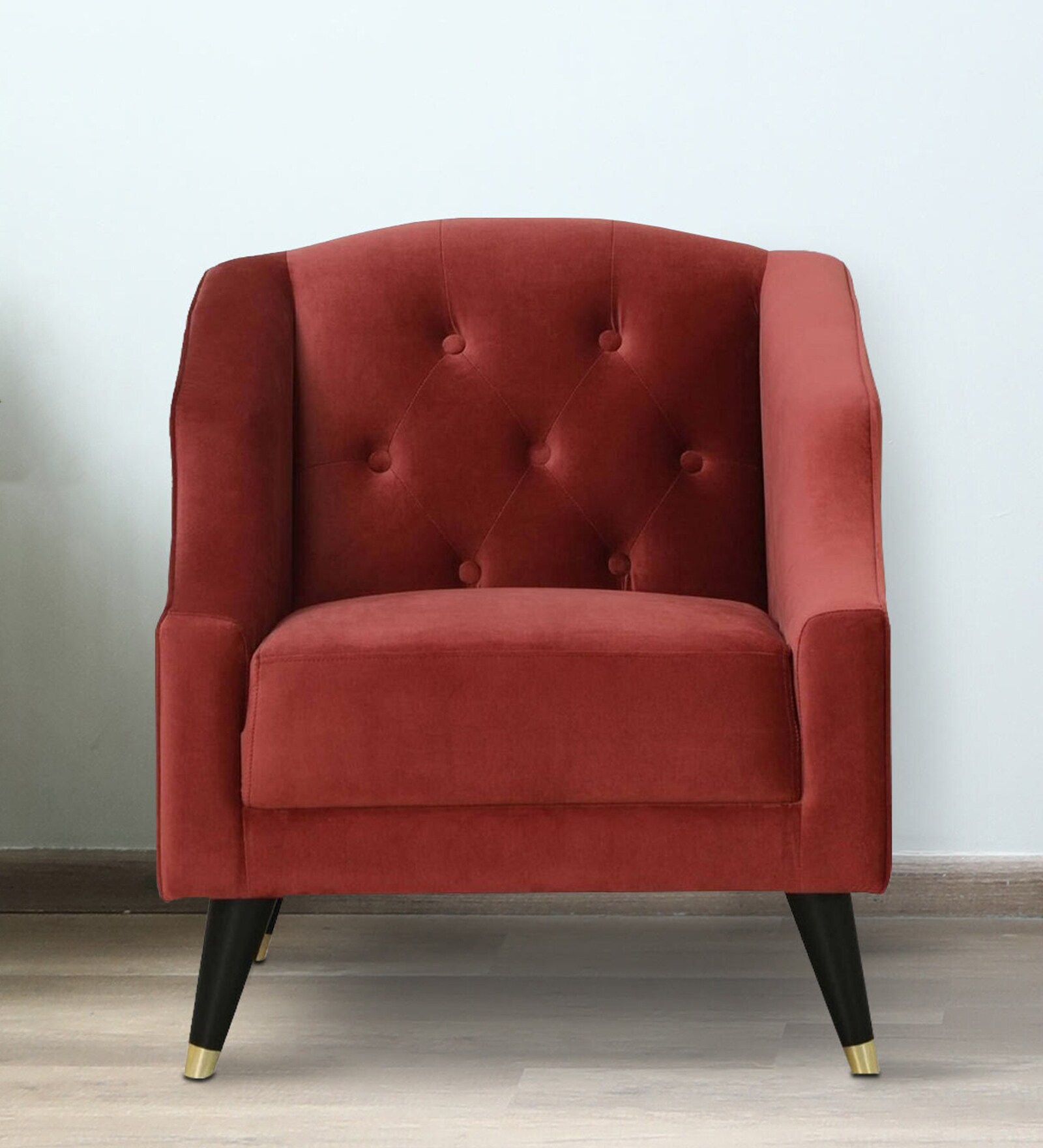 Cincinnati Velvet 1 Seater Sofa In Maroon Colour