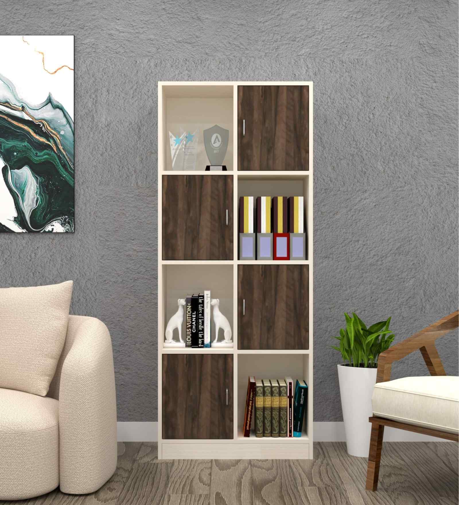 Cinderella 8 Shelves Bookshelf in Cochwood Brown & Highland Pine Finish