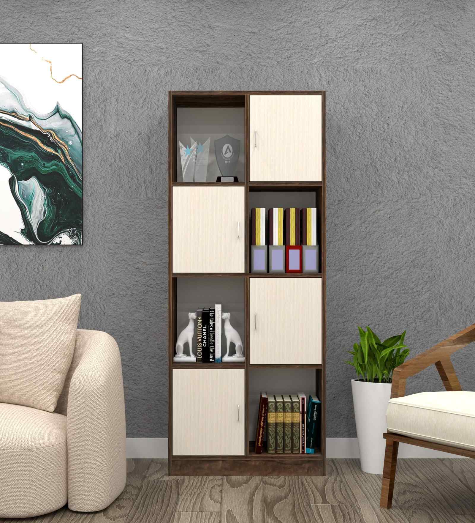 Cinderella 8 Shelves Bookshelf in Highland Pine & Cochwood Brown Finish