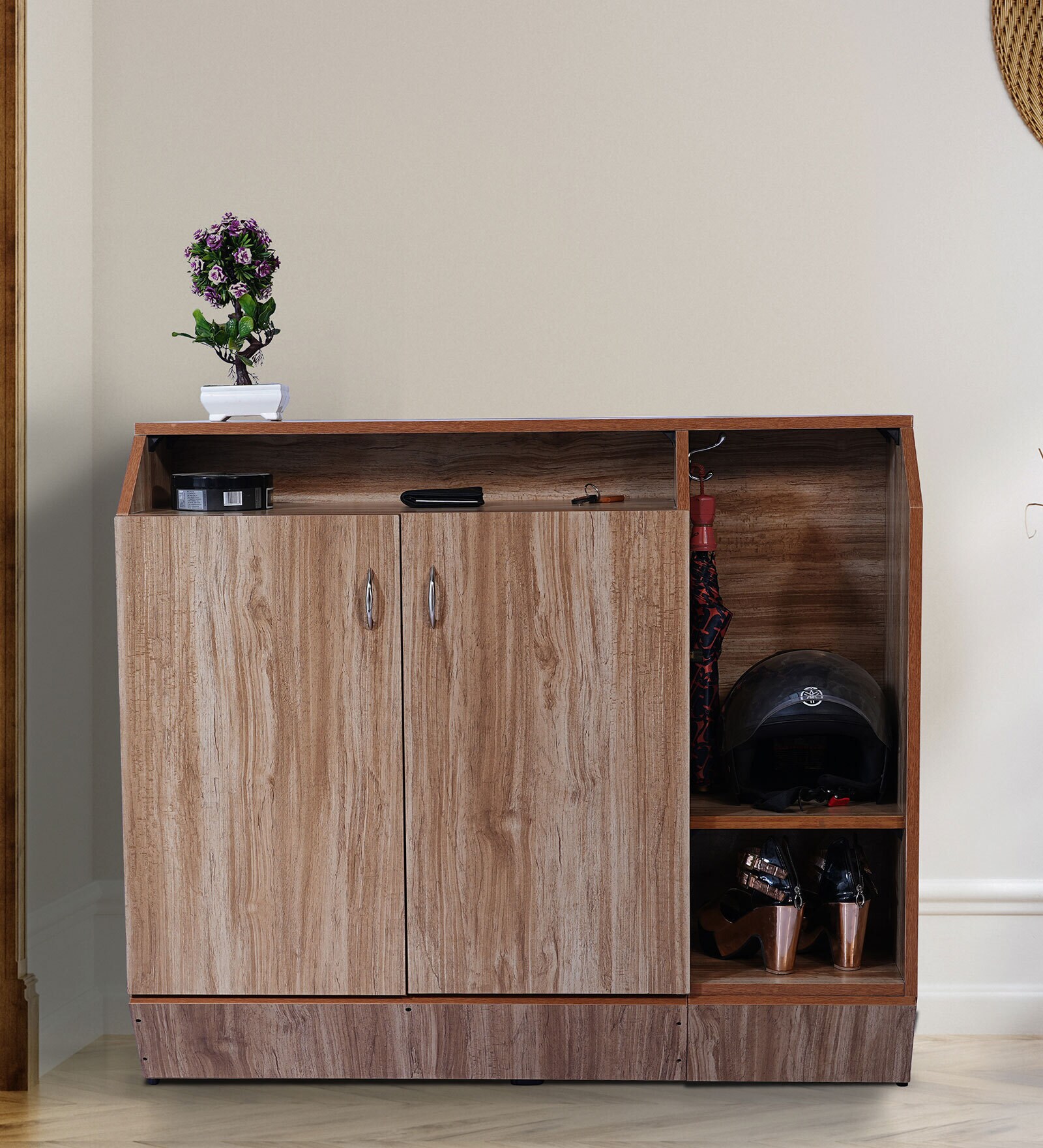 Cindy Shoe Cabinet In Natural Oak Colour